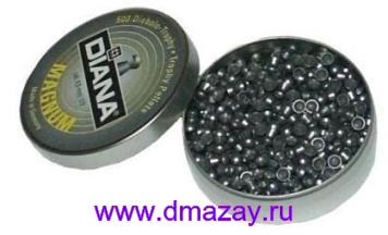 Пульки, пули для пневматического оружия (пневматики) DIANA (ДИАНА) MAGNUM TROPHY PELLETS калибра 4.5 мм вес 0,56 г 500 штук в жестяной банке Германия